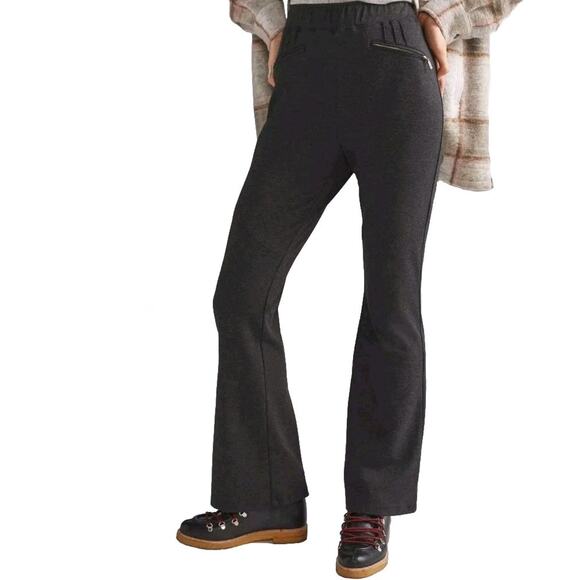 Anthropologie Maeve Womens The Sabine Pull-On Flare Pant Sz L Zippered Leg Grey - Picture 2 of 15